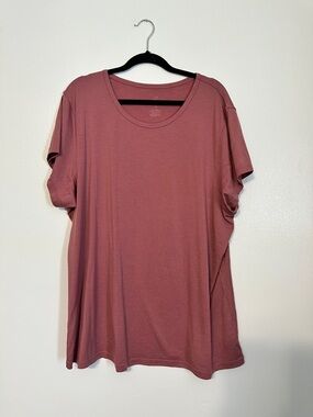 Woolx Addie Merino Wool Short Sleeve Crewneck Tee Shirt Mauve Pink size 2X